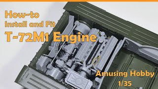 How to install engine parts in the Amusing Hobby T-72M1