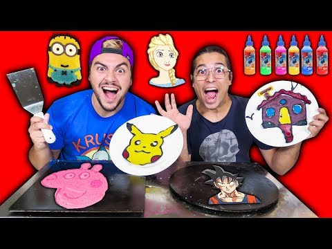 FAZENDO DESENHOS COM PANQUECA !! (POKÉMON, CASA E CARRO)