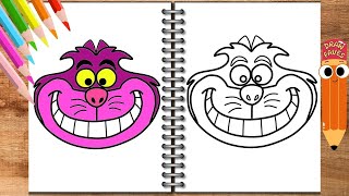 Cheshire Cat Drawing Step By Step | Draw For Kids & Beginner ( Alice in Wonderland )