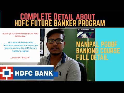 All about HDFC future banker program|manipal PGDBF banking course|HDFC FUTURE BANKER RECRUITMENT2020