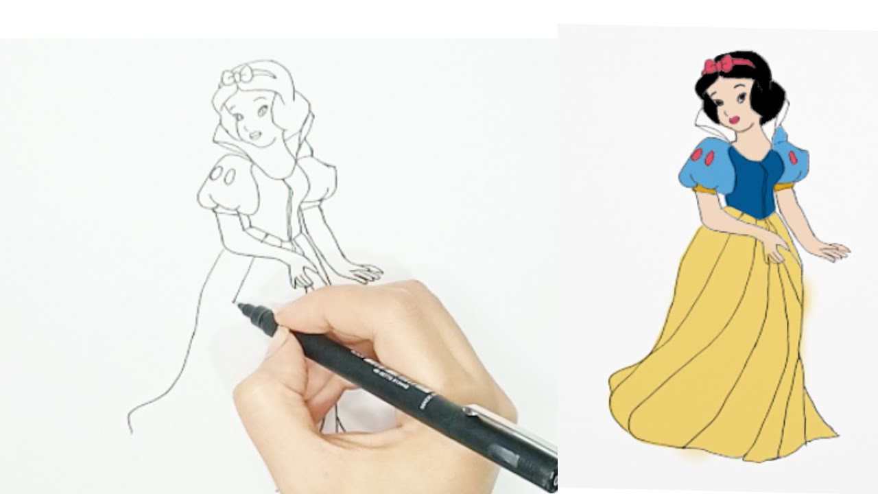 رسم سهل  رسم بنات  رسم الاميرة فلا أميرات ديزنيDraw Disney princesses  in an easy way snow white