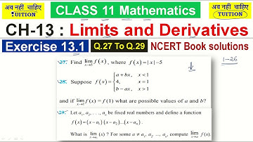 CH-13 : Limits and Derivatives | Exercise 13.1:  Q.27 To Q.29 | Class 11 Mathematics