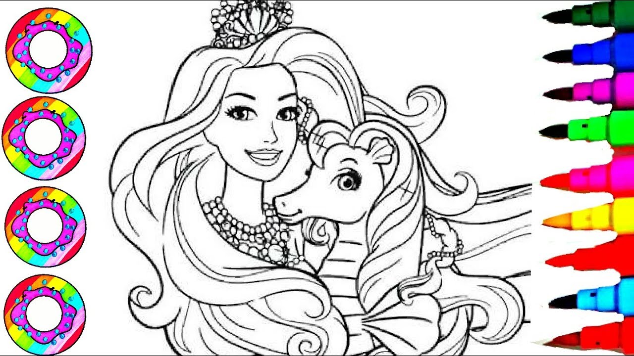 Rainbow Learning Colors Barbie Girl Crystals Coloring l Mrs Rainbow