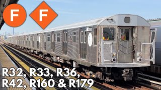 IND Culver: R160 & R179 (F) Local & Express trains + R32, R33/R36 & R42 @ Avenue N