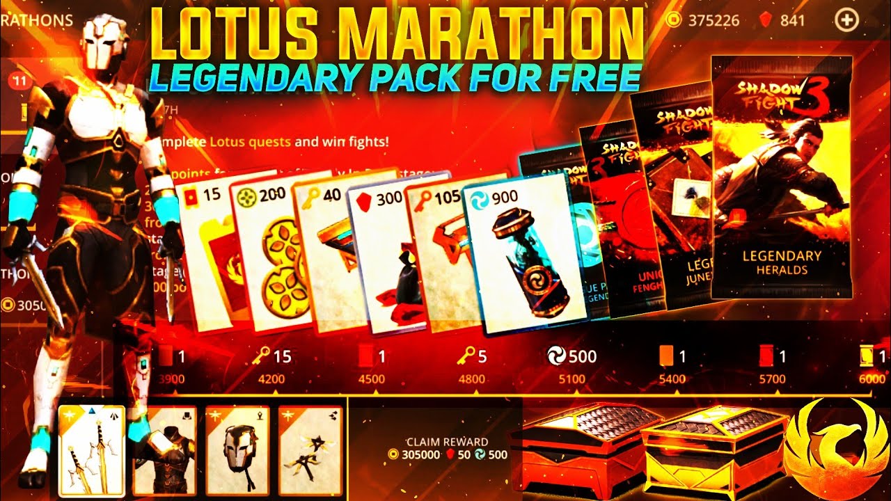 SHADOW FIGHT 3! LOTUS MARATHON! Sf3 How To Get Legendary Pack For Free