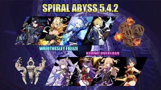 C3 Wriothesley Freeze And C6 Keqing Overload Spiral Abyss 12 5.4.2 Floor 12 | Genshin Impact
