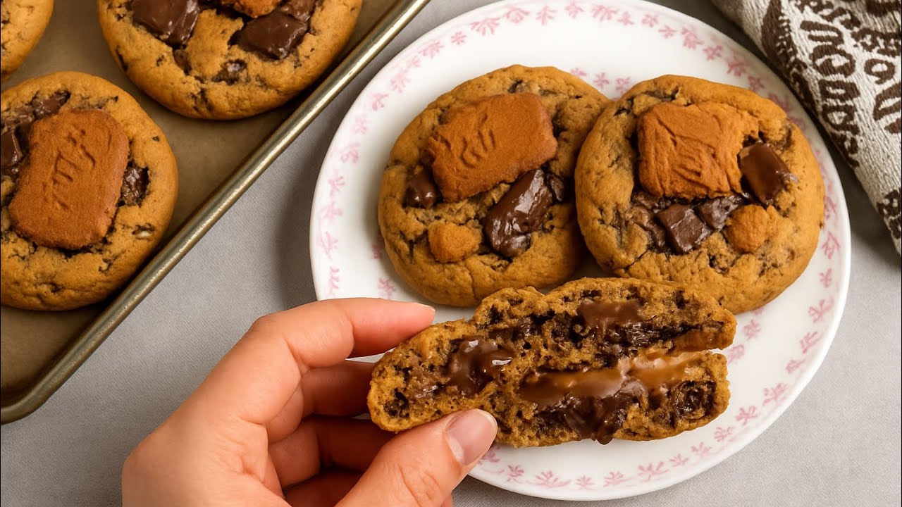 Biscoff Lava Cookies From Scratch | Ultra Soft, Gooey & Filled With Melting Lotus