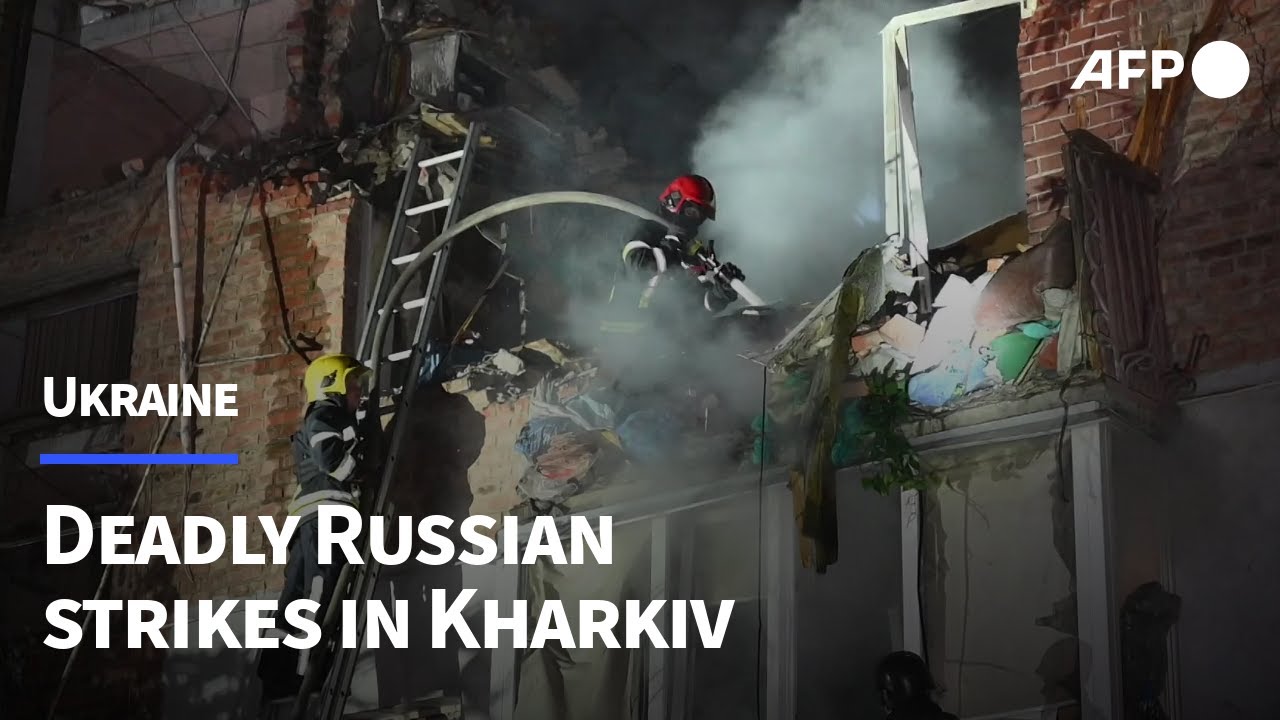 Ukrainian emergency services at site of deadly Russian strikes in Kharkiv | AFP