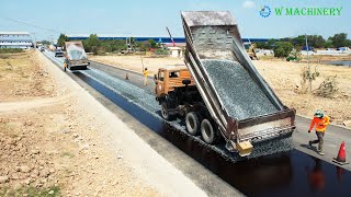 Nice Activities Dump Truck Dumping Gravel Installing AC Village Roads Connecting To Highway