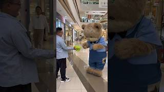 Teddy bear accepts a gift from his fan #shortsfeed #youtubeshorts #shorts