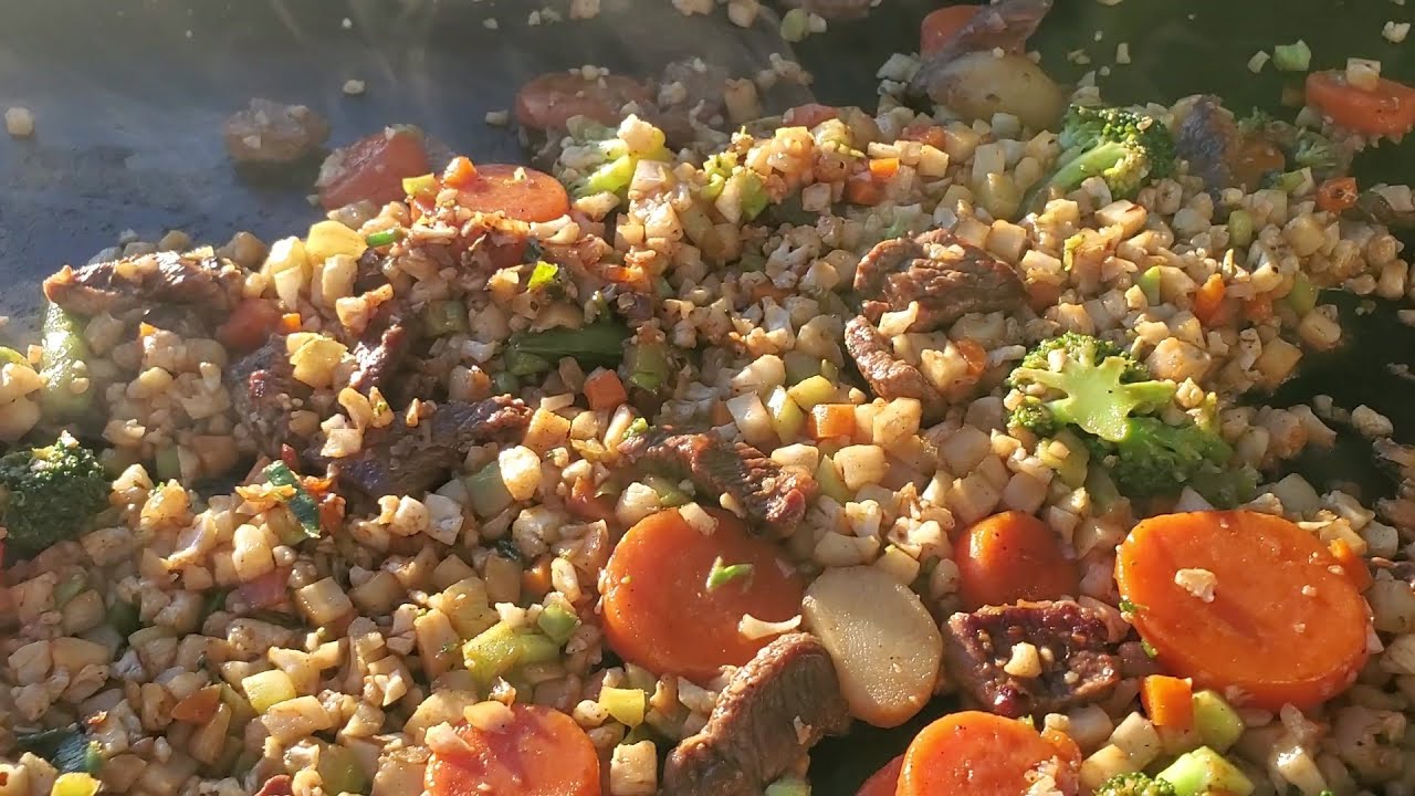 Griddle Porn Stir Fry with Cauliflower Rice YouTube
