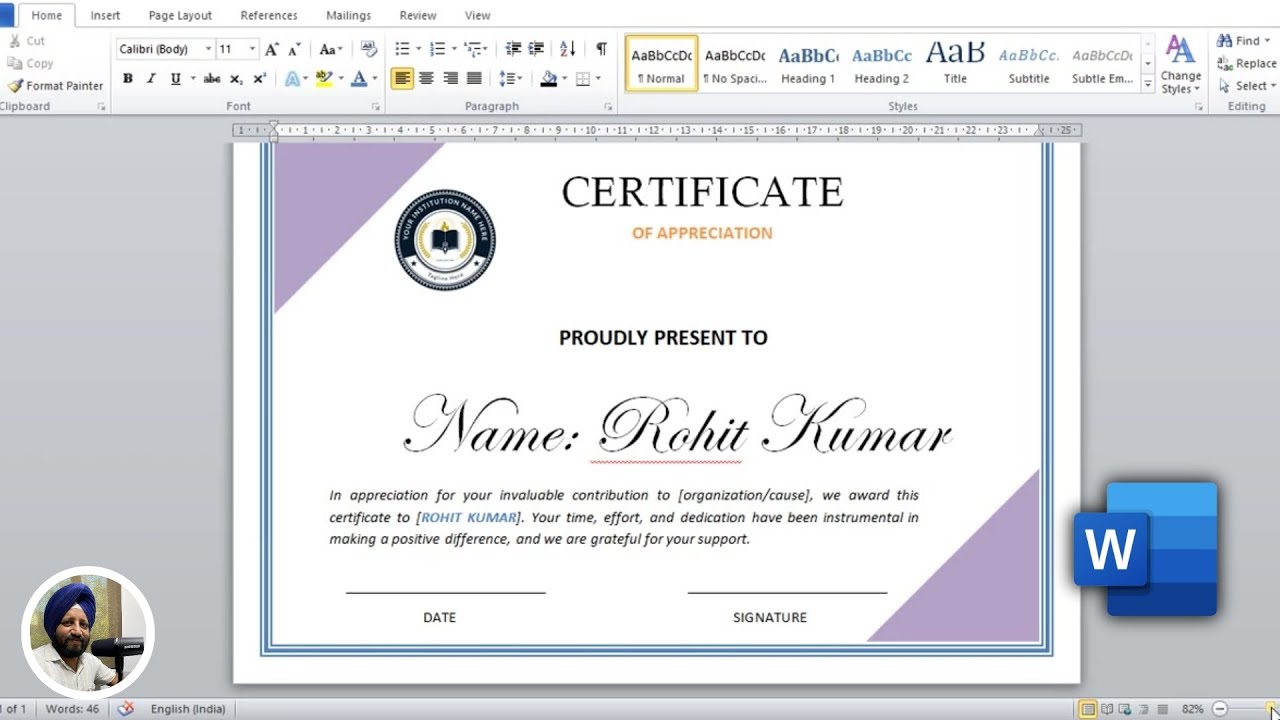 How To Make a Certificate Design in Microsoft Word #jaseir #shorts #refresh #computer #viralvideos