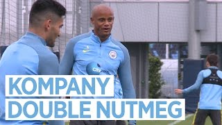 VINCENT KOMPANY DOUBLE NUTMEG! Manchester Derby Training