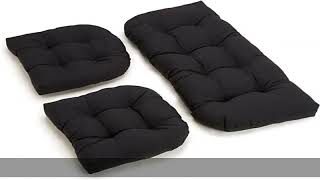 Blazing Needles Twill Settee Group Cushions, Black, Set of 3