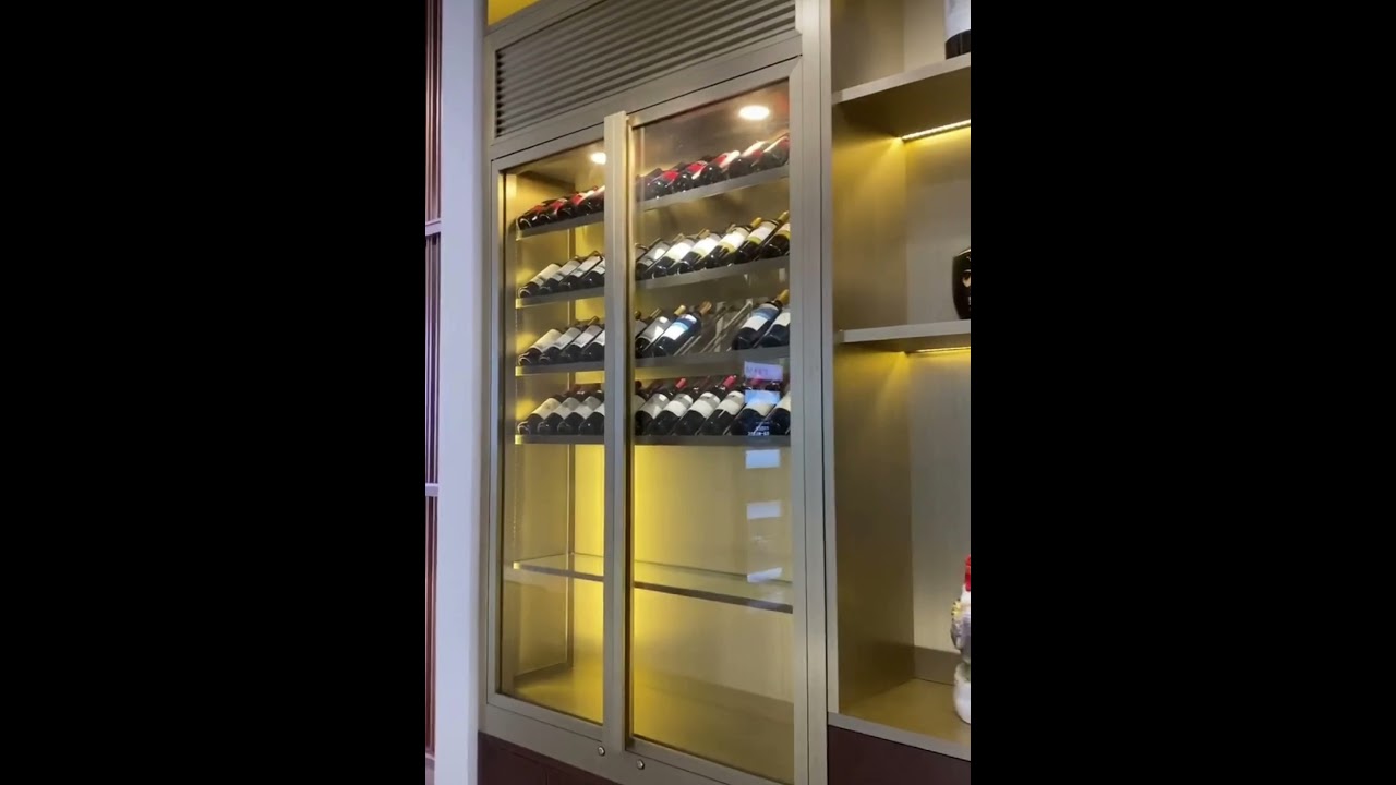 Stainless steel red wine cabinet custom decor rack designed display showcase