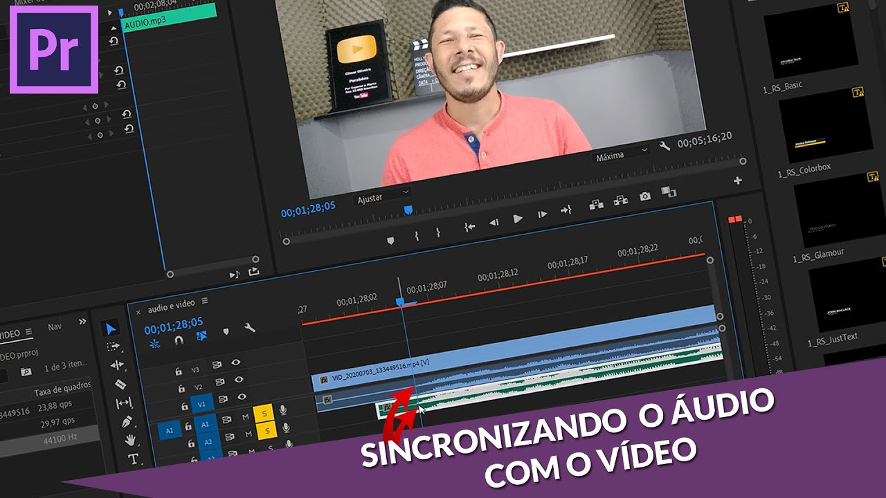 Como sincronizar áudio e vídeo no Premiere 2020 - YouTube