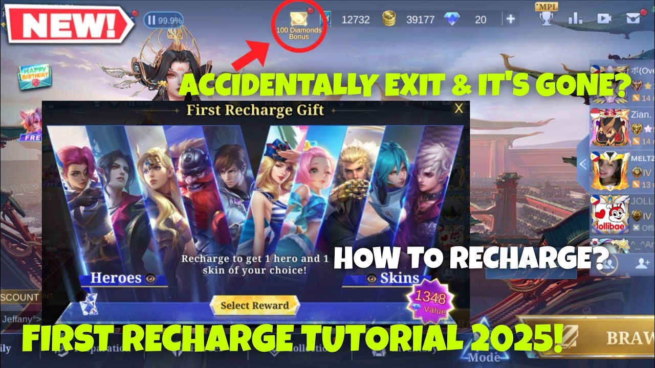 FREE SKIN MLBB FIRST RECHARGE AND 100 DIAMONDS RECHARGE EPIC SKIN EVENT 2025
