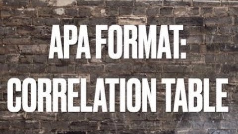 Correlation Table in APA Format