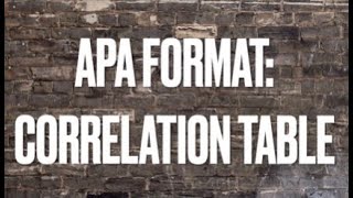 Correlation Table in APA Format
