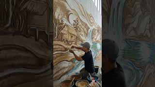 "Stunning 3D Nature Wall Art Using Sand Technique"