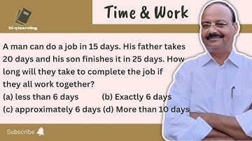 A man can do a job in 15 days. His father takes 20 days nd his son finishes it in 25 days | TimeWork
