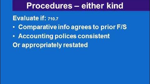 710 Corresponding figures and comparative financial statements