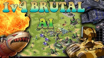 Behind enemy lines! 1v4 BRUTAL AI ( Command & Conquer - Yuris Revenge )