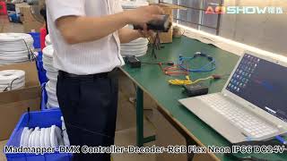 How to use DMX Controller(Madmapper software)...to DMX512 Decoder...Control RGB Flex Neon,IP66 DC24V