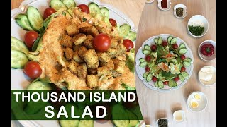The original thousand island sauce & yummy croutons recipe | سلطة بصوص الثاوزند ايلاند مع الكروتونز