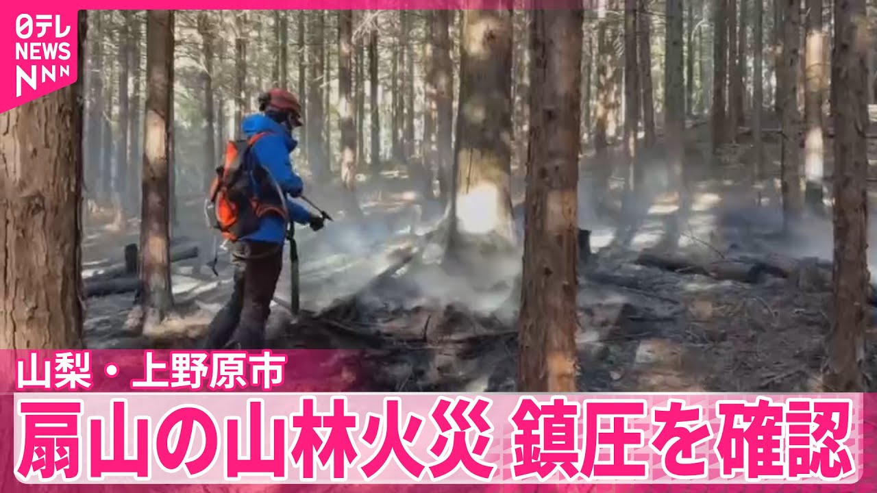 【山梨・上野原市】扇山の山林火災、鎮圧を確認