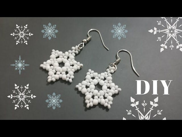 Easy Beaded Snowflake Earrings  Seed Bead Earrings Tutorial 