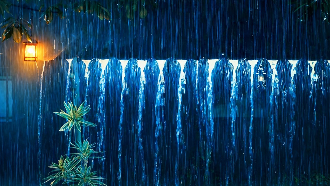 Immersed in a Deep Sleep with Pouring Rain & Fierce Thunder on the Fragile Metal Roof in Dark Night