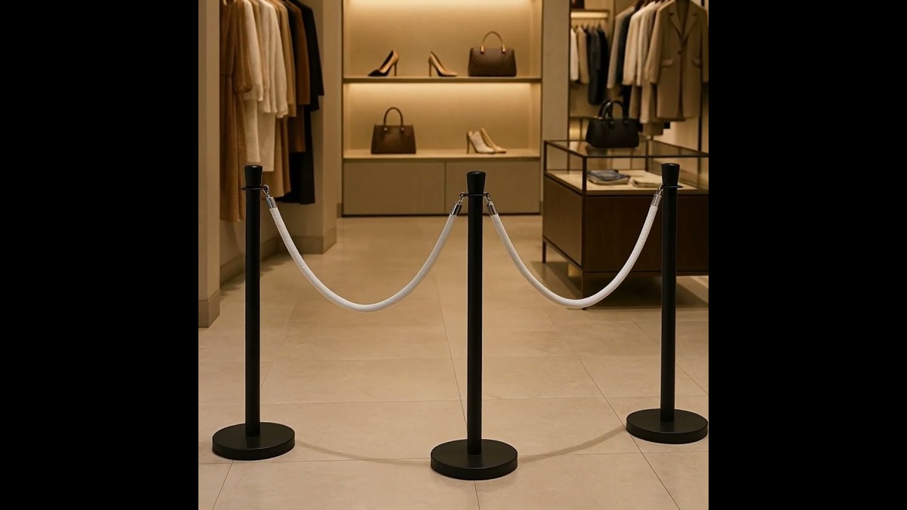Rope Barrier Stand - Sets of 3 Posts + 2 White Ropes
