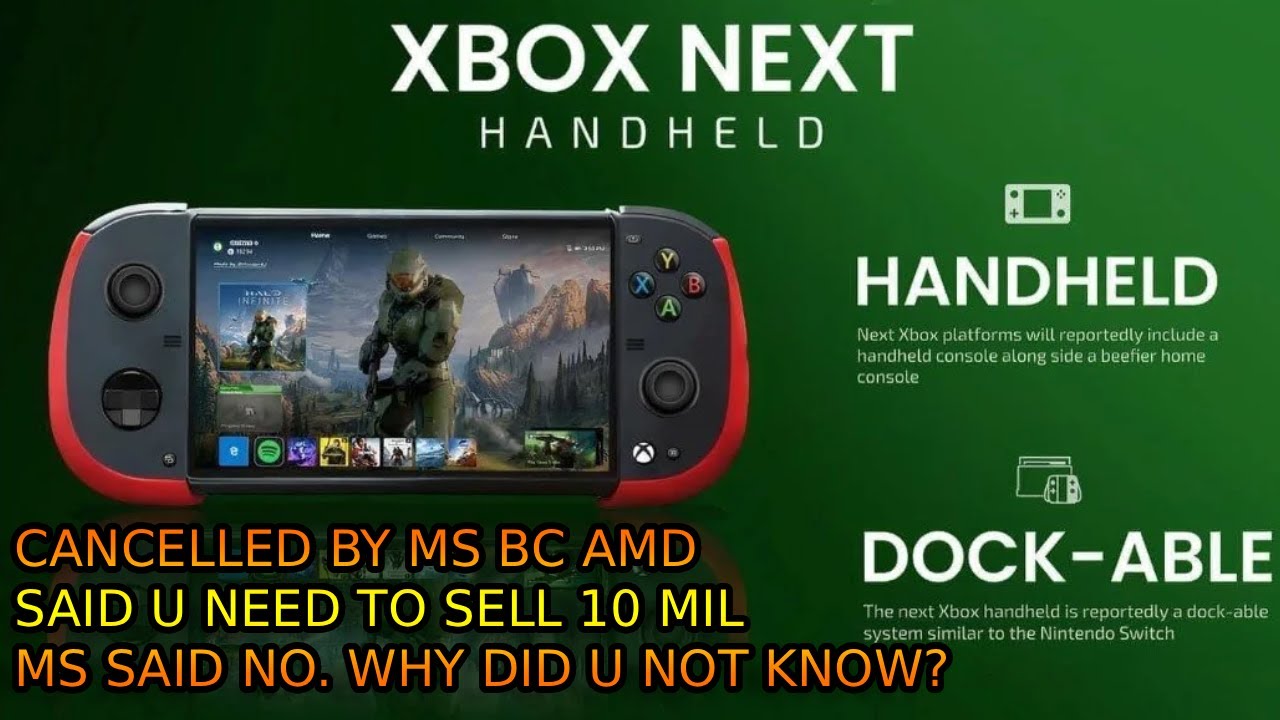 XBOX HANDHELD CANCELLED. AMD REQUIRED 10 MILLION SOLD AND MS SAID NO. SMART MOVE. REACT.