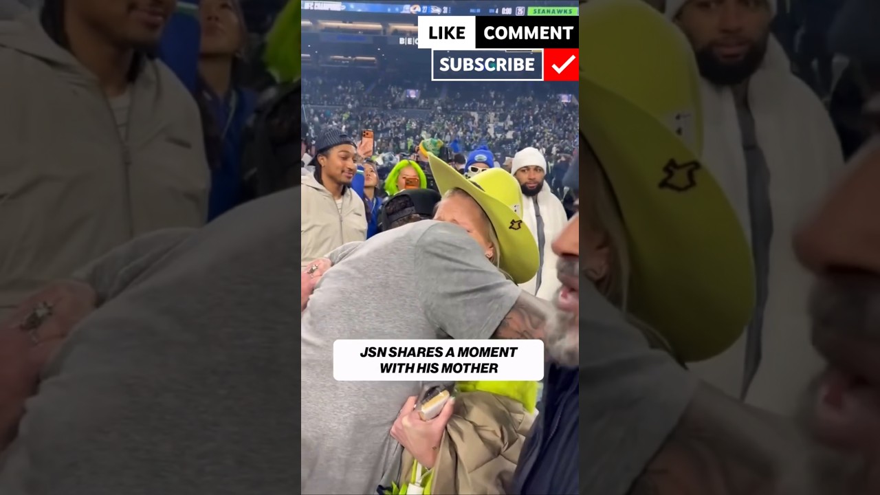 JSN hugs Mom Seattle Seahawks CELEBRATE NFC Championship Super Bowl New England Patriots