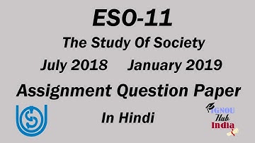 IGNOU BDP ESO 11 Assignment Question Paper 2018 - 19 In Hindi |ESO-11