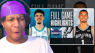 LAMELO RETURN VS WEMBY! Lvgit Reacts To HORNETS at SPURS | FULL GAME HIGHLIGHTS | January 12, 2024
