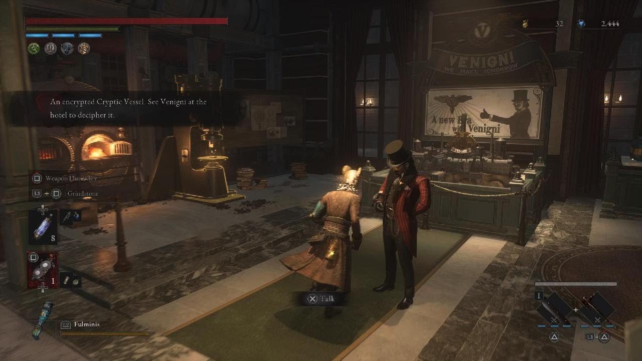 Lies of P Hotel Krat Venigni Decyphers Rusty Cryptic Vessel From Abandoned Apartment & Dialogue