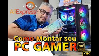 Como Montar seu PC Gamer com peças do AliExpress e do Brasil ... AMD Ryzen 5600 + B550 + GTX950 ...