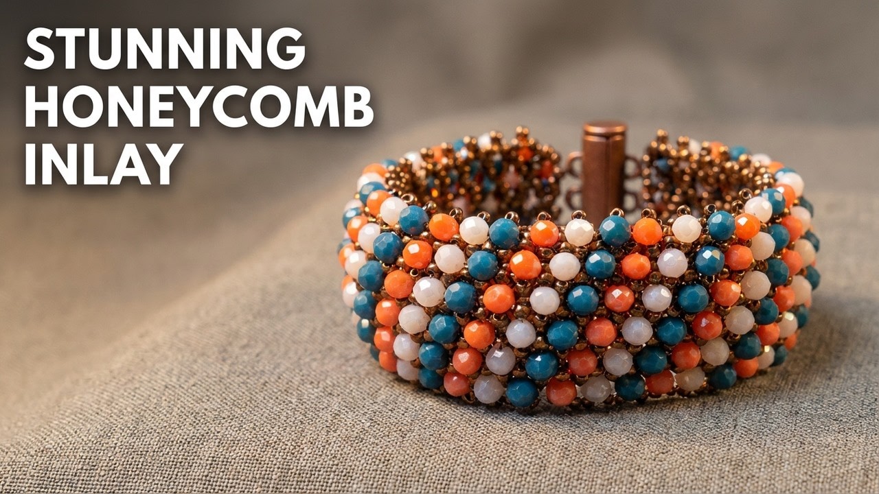 Браслет «Соты» в 3 цвета 💎 | Диагональный узор из кристаллов и магнитный замок