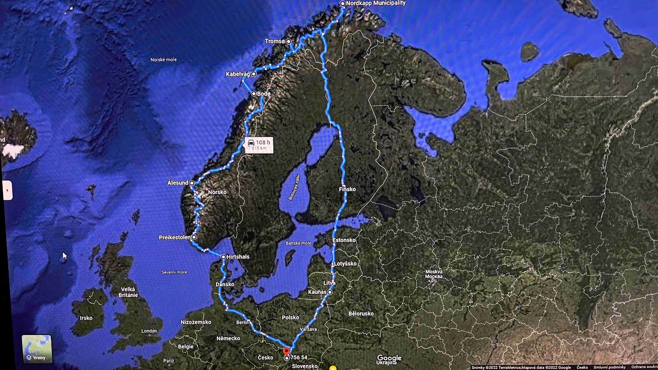 Norsko 2022 na motorce na Nordkapp