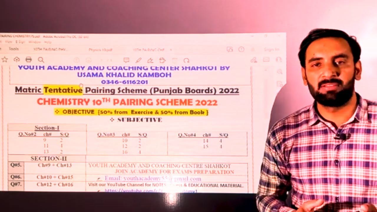 chemistry pairing scheme 10th class 2022 | 10th class chemistry pairing scheme 2022 | youth academy