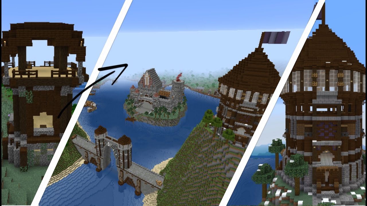 Transform Minecraft build Pillager Outpost to CRAZY Medieval city