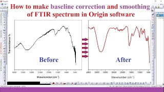 Baseline correction and smoothing of FTIR spectrum in Origin software