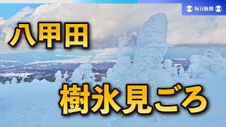 冬の造形美「スノーモンスター」に観光客ら歓声　青森・八甲田
