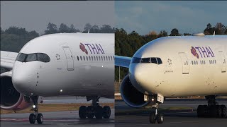 Thai Airways Airbus A350-900 Boeing 777-300ER Landing at Narita 34R | HS-THO | HS-TTC | NRT/RJAA