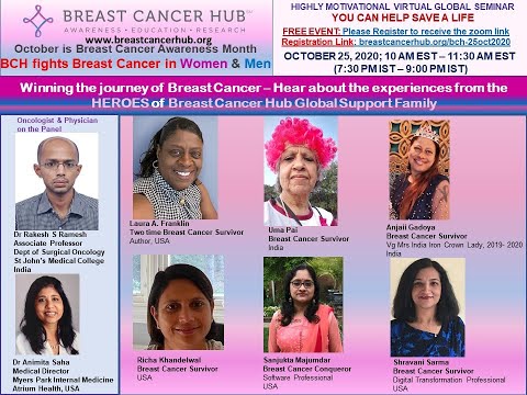 October 25, 2020: Winning the journey of Breast Cancer  - BCH organized Virtual Global Seminar