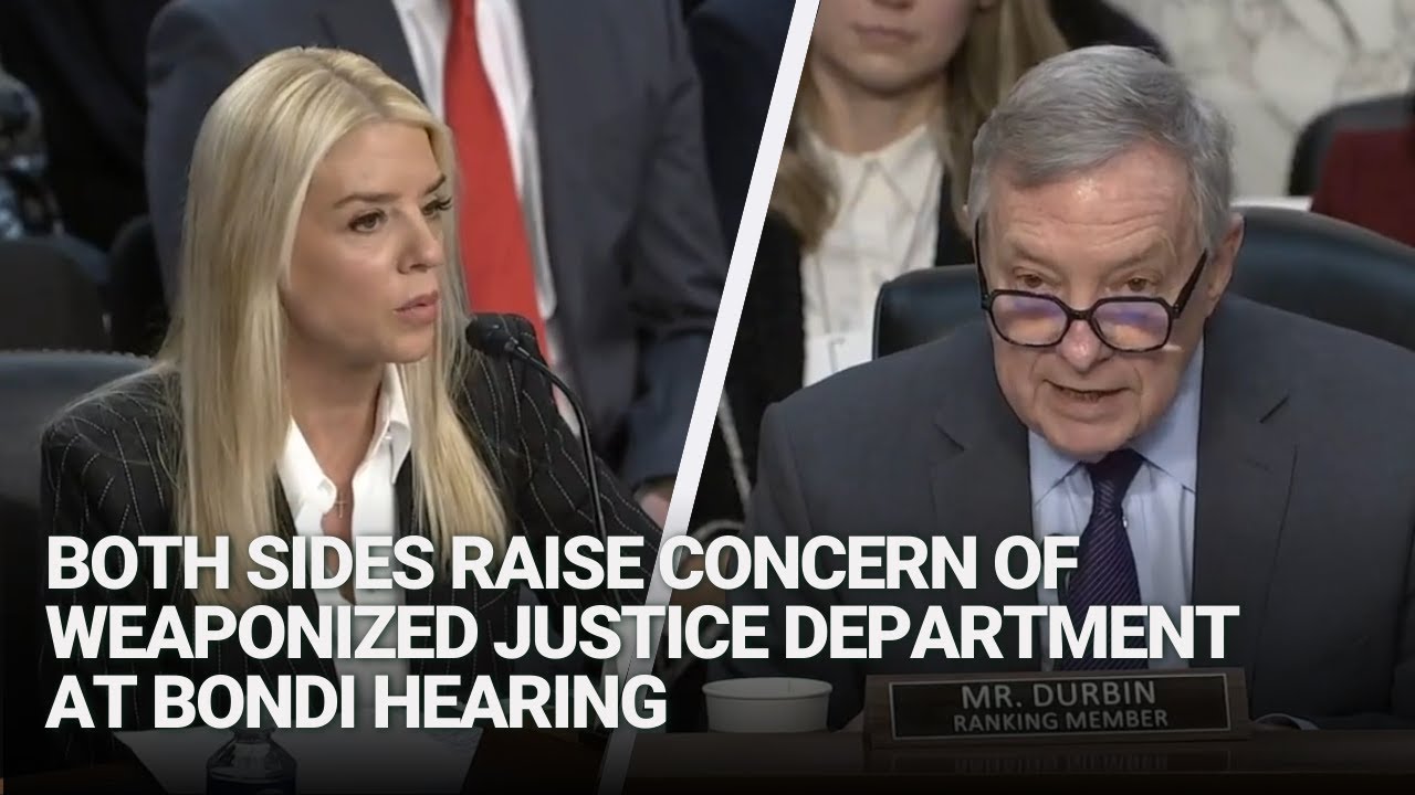 Both sides raise concern of weaponized Justice Department at Bondi hearing - YouTube