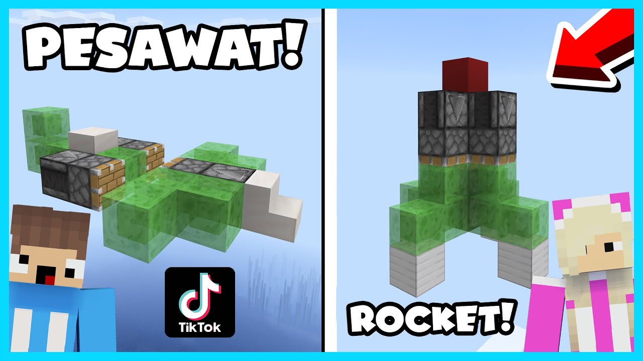 MIPAN & ZUZUZU Buat Pesawat Dan Roket Yang Bisa Terbang Di Minecraft! BERKAT TIKTOK HACKS YANG KEREN