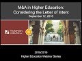 Mergers and Acquisitions in Higher Education: Key Points of the Letter off Intent
